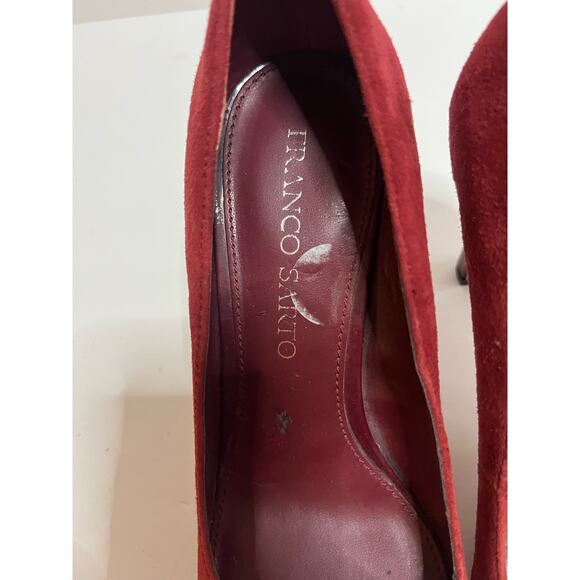 Franco Sarto red suede peep toe pumps 3 1/2" heel 8 Perfect condition - Picture 2 of 5